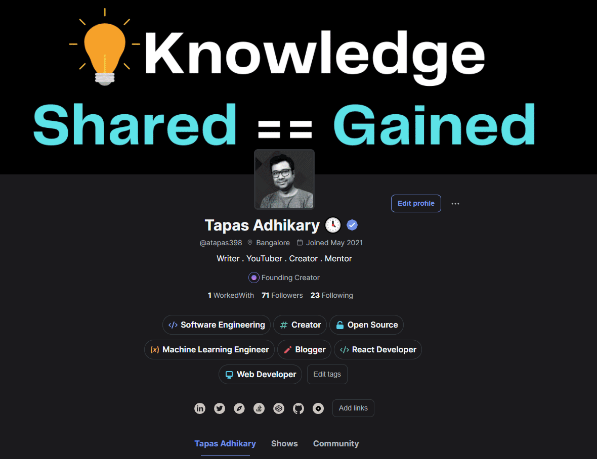 showwcase profile page