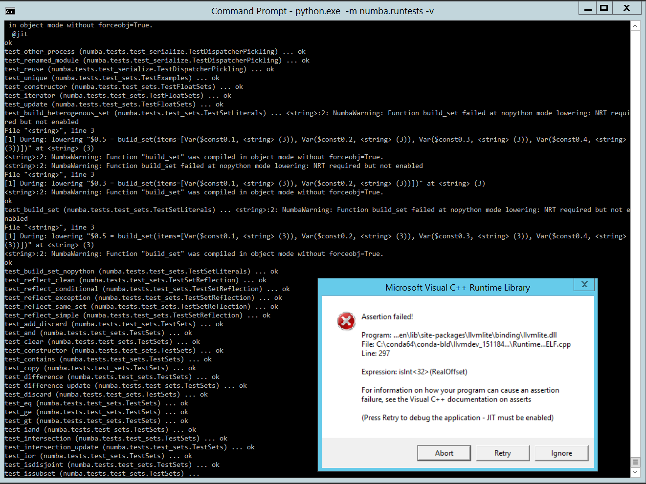 Numba 0.36.2 tests fail on npy114, py27, win64 · Issue #2689 · numba ...