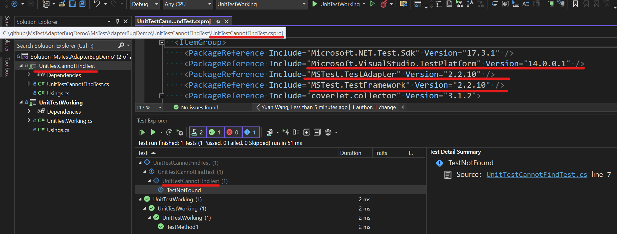 MSTest.TestAdapter > 2.2.8 "MSTestAdapter failed to discover tests in