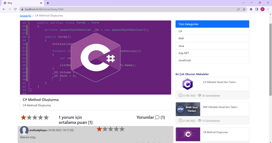 GitHub - melisalpkaya/MvcBlogApplication: It is a blog application ...