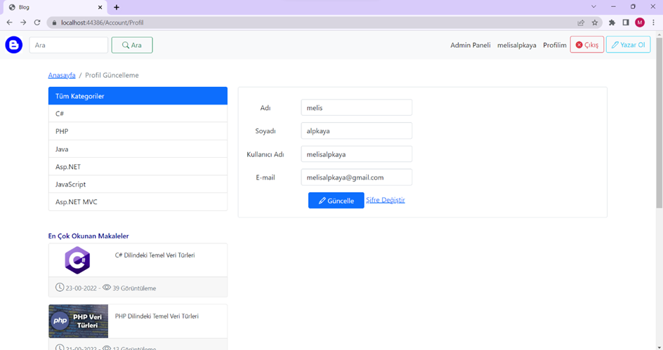 GitHub - melisalpkaya/MvcBlogApplication: It is a blog application ...