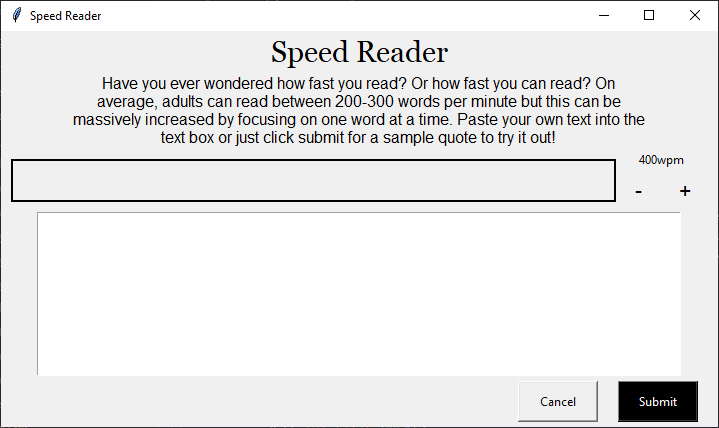 GitHub - maca2kx/speed-reader: A simple speed reader interface that ...