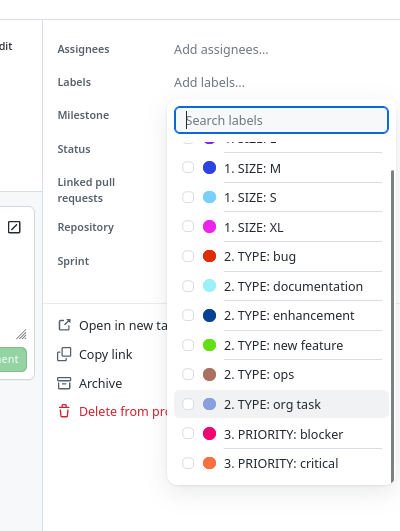 [Projects Beta] Bug: Only first 12 labels shown in sidebar Labels list ...