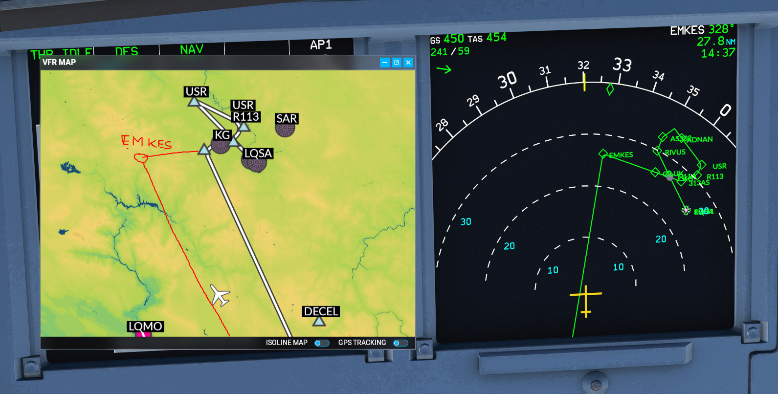 [BUG] Map Display broken, and flight plan altered on the VFR map
