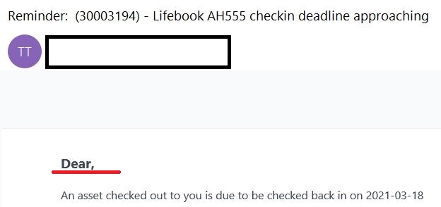 Name Missing on reminder email to user · Issue #9277 · grokability ...