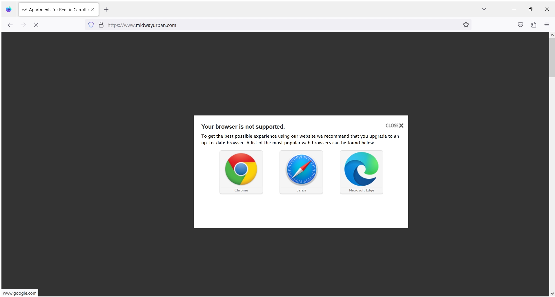 www.midwayurban.com - Firefox is an unsupported browser · Issue #116523 ...