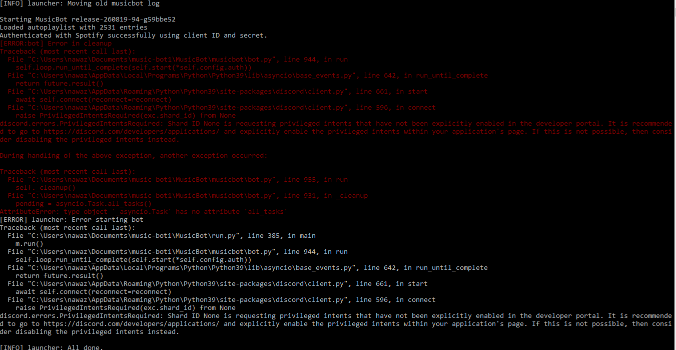 Error starting bot · Issue #2202 · Just-Some-Bots/MusicBot · GitHub