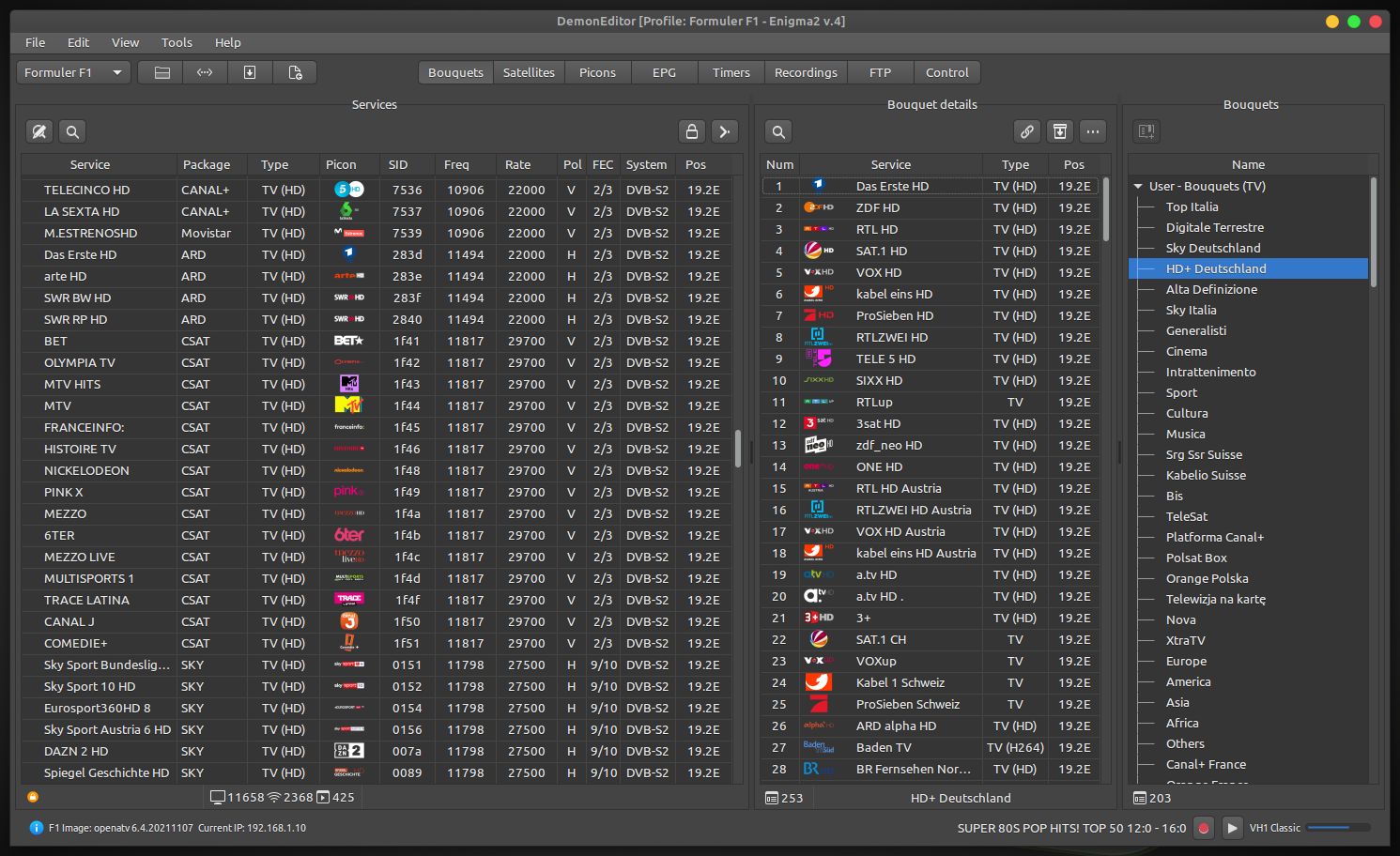 DemonEditor Enigma2 Channel And Satellite List Editor 