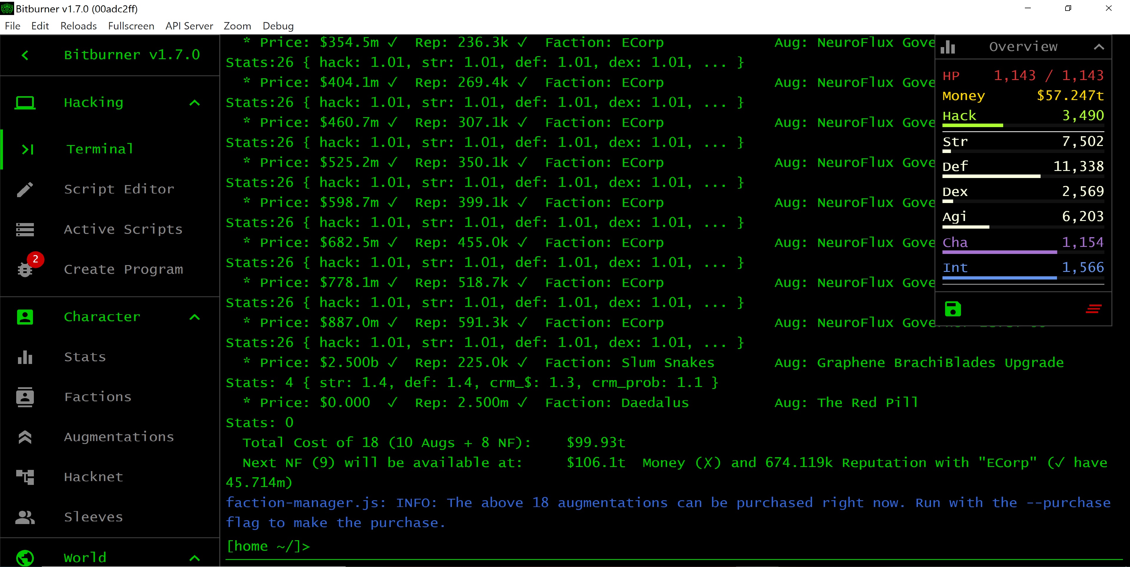 Faction Manager seems to believe I have about twice as much money as I ...