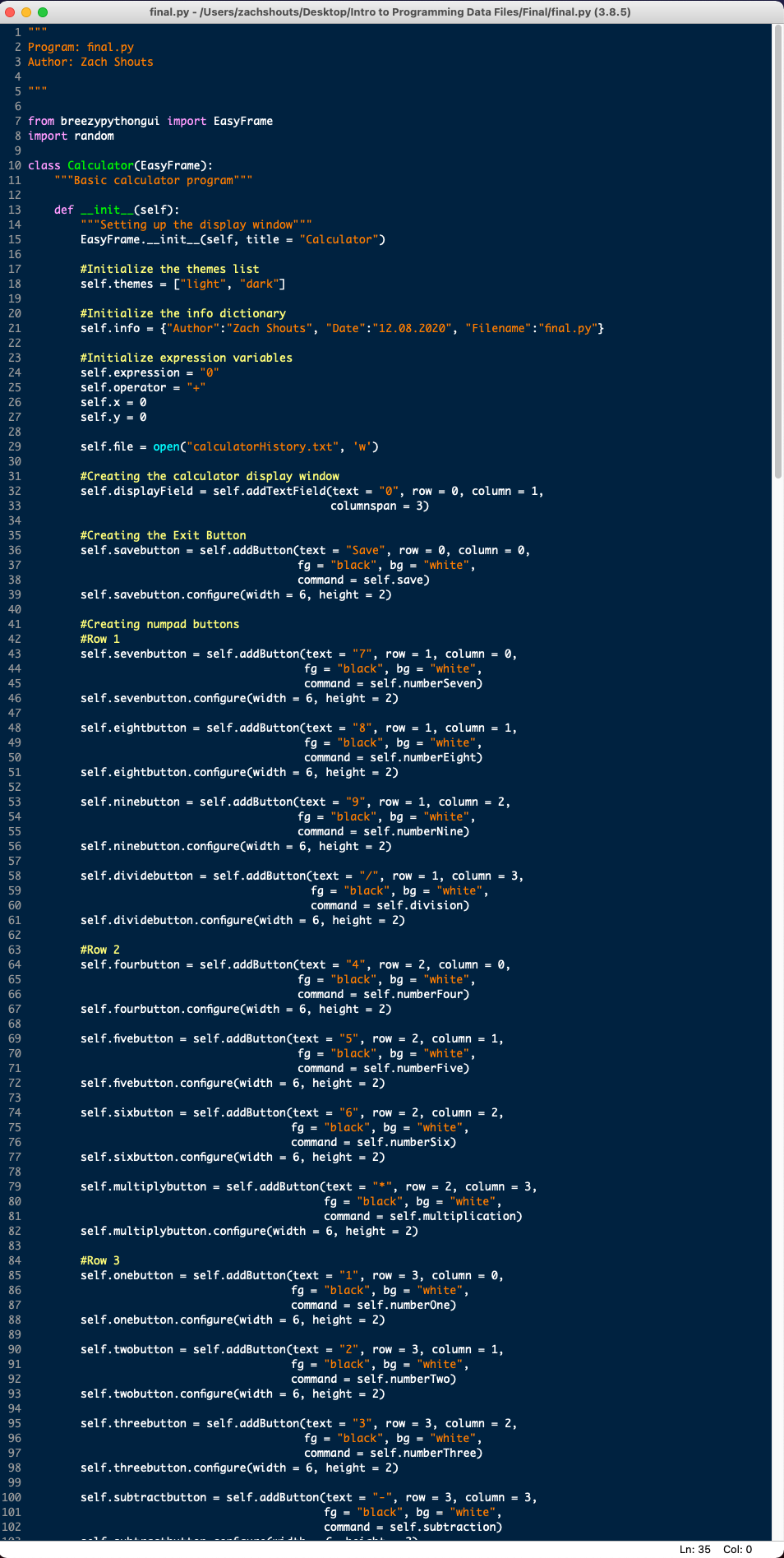 GitHub - zshouts/Final: CIS1415 Final Project · GitHub