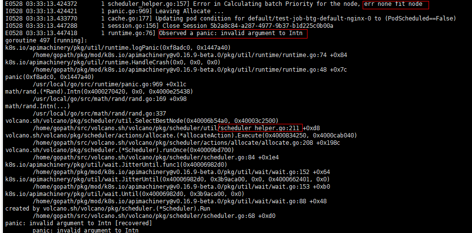 Observed a panic: invalid argument to Intn（when batchNodeOrder function ...