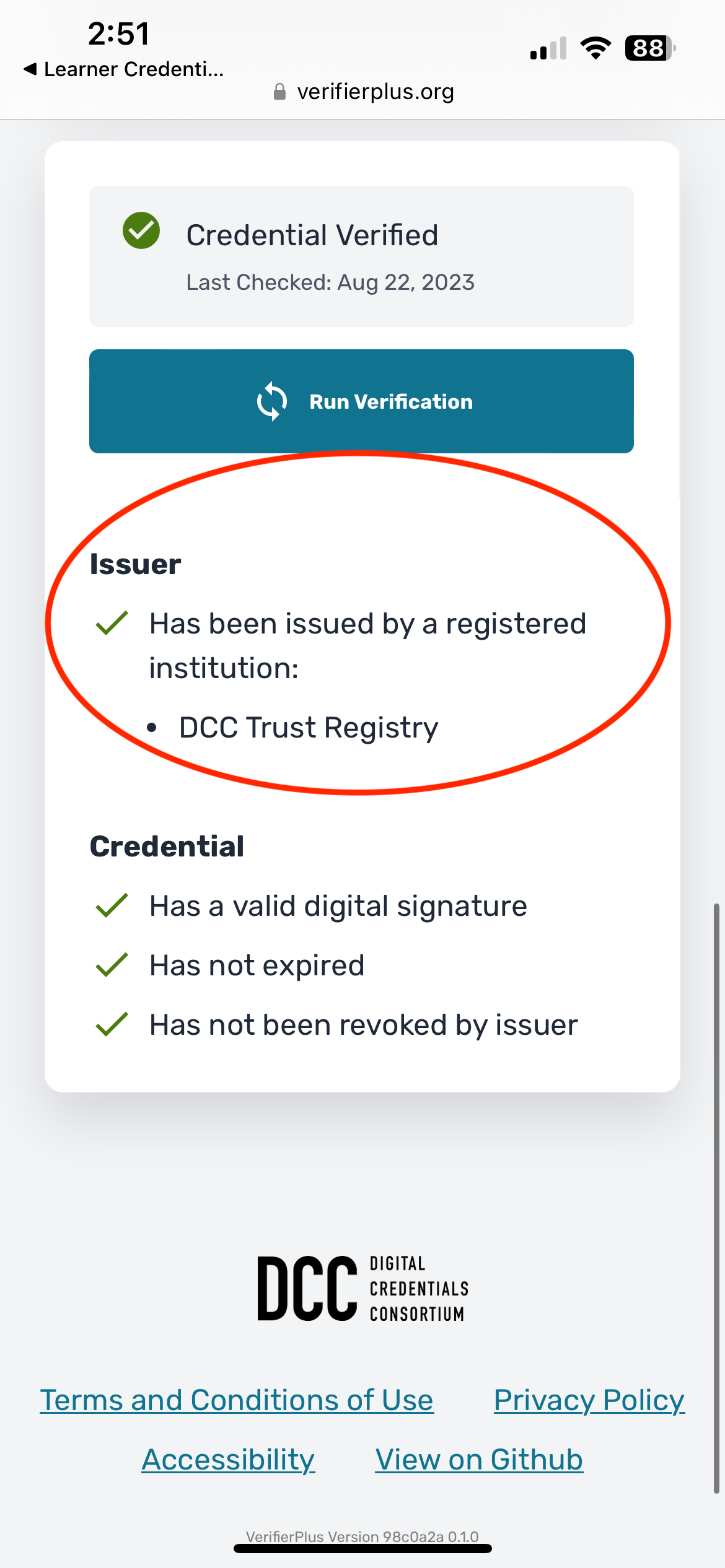 Display specific registry in Verification section of a credential on ...