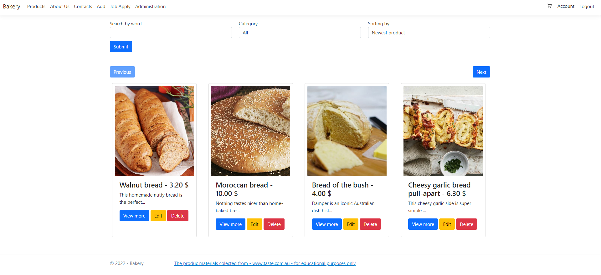 GitHub - Sand82/BakeryProject