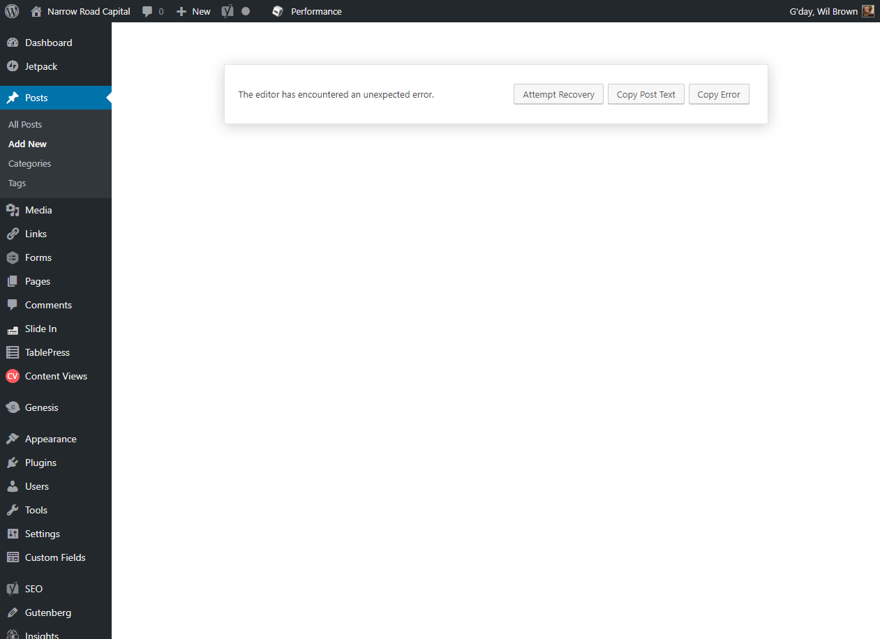 edit post narrow road capital wordpress