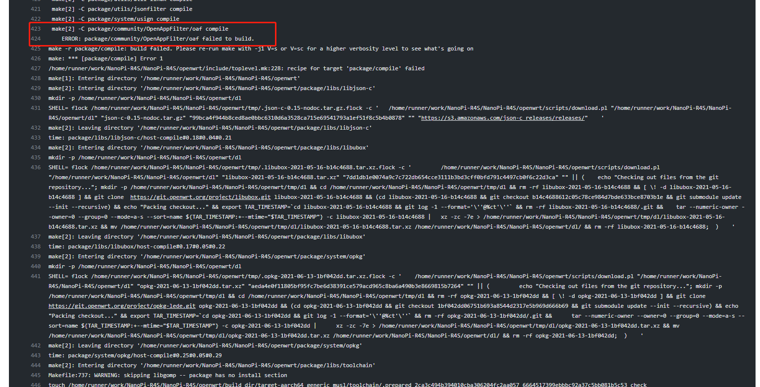 编译oaf报错 · Issue #7041 · coolsnowwolf/lede · GitHub