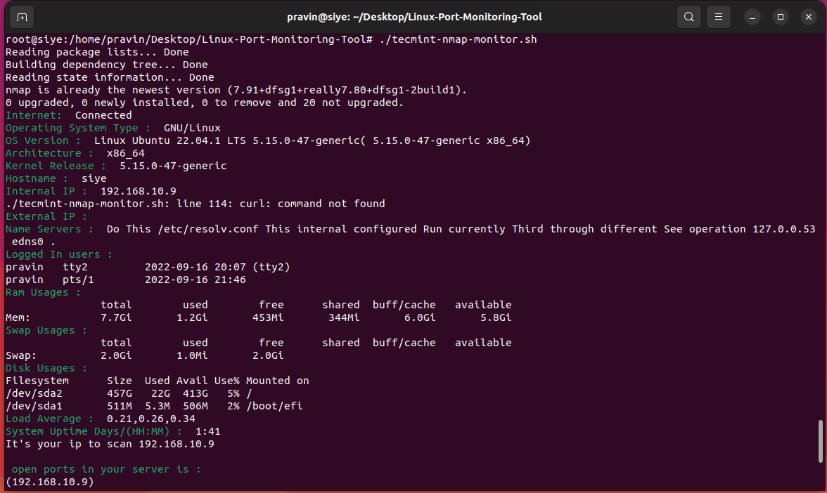 GitHub Pravinlsiye/LinuxPortMonitoringTool