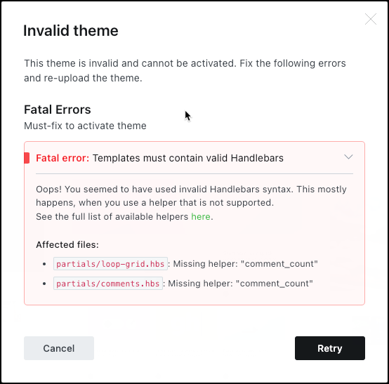 Unable to upload ZIP. · Issue #221 · TryGhost/Themes · GitHub