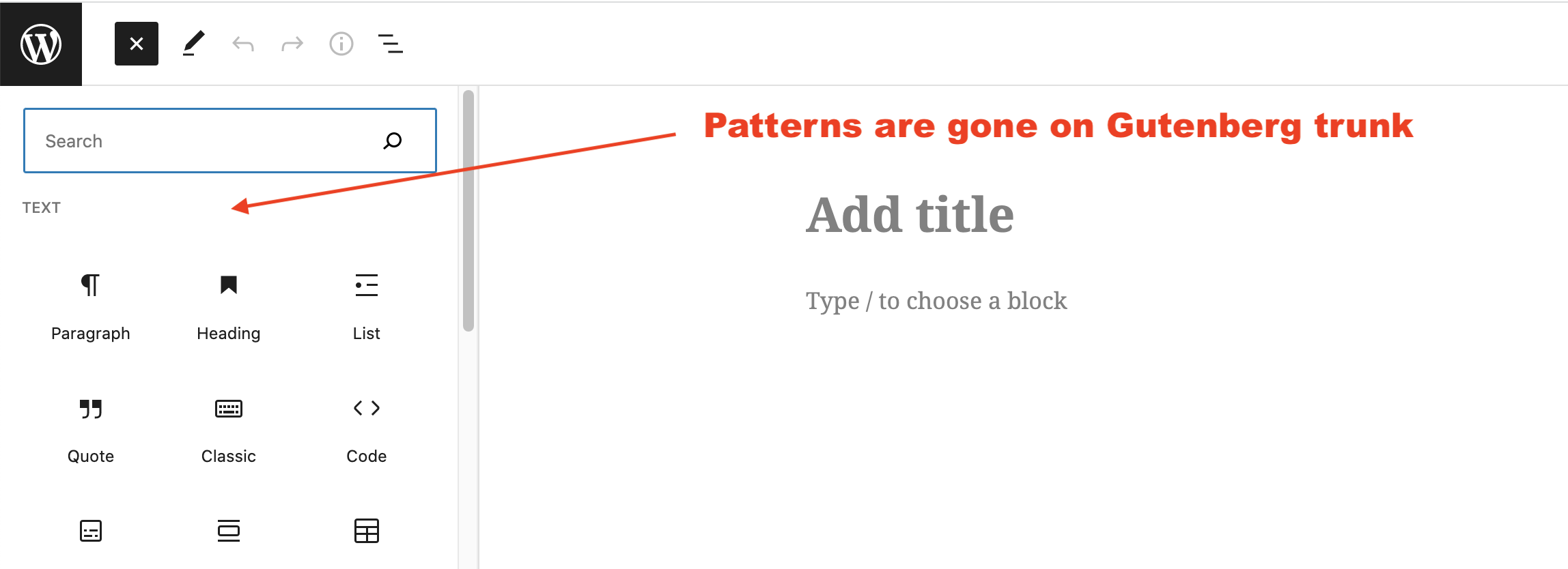 Block Patterns unavailable on Gutenberg latest · Issue #40626 ...