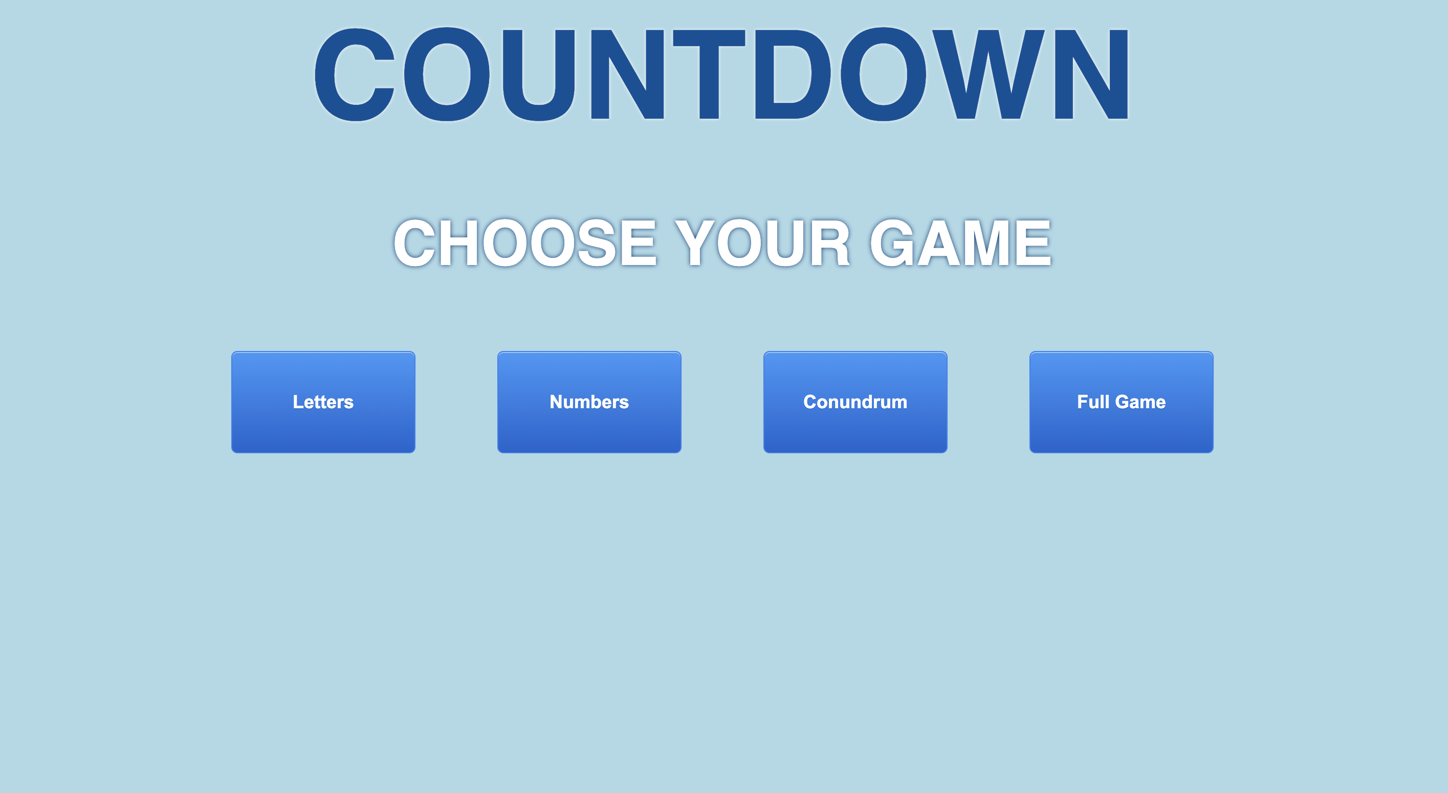 GitHub nls20/Countdown_Game_Project JavaScript web application which allows users to play the