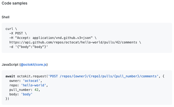 [/rest/reference/pulls] Add GitHub CLI examples to all 'Code samples ...