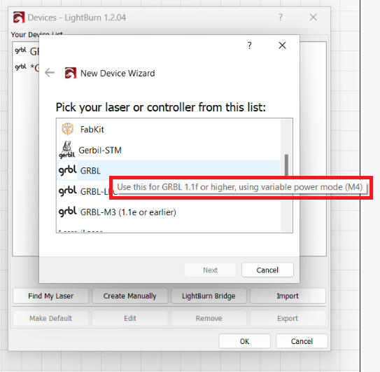 Unable to connect with Lightburn GRBL (1.1f or later) · Issue 898