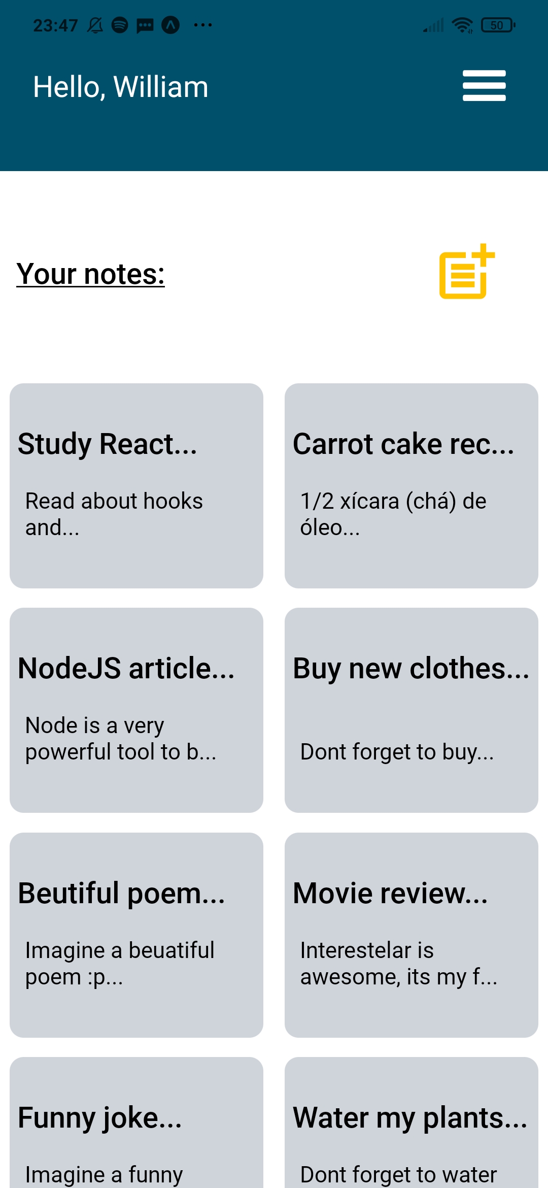 GitHub WilliamKSilva/notepadapp React Native notepad app