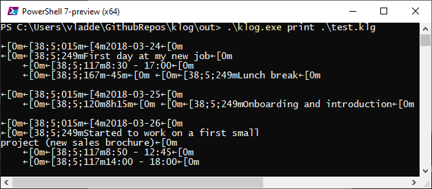 klog windows powershell