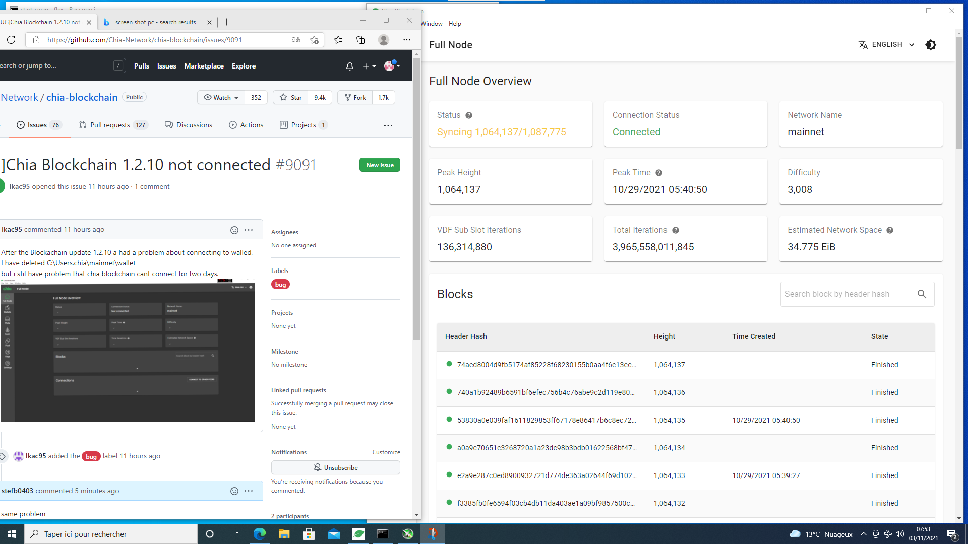 [BUG]Chia Blockchain 1.2.10 not connected · Issue #9091 · Chia-Network ...