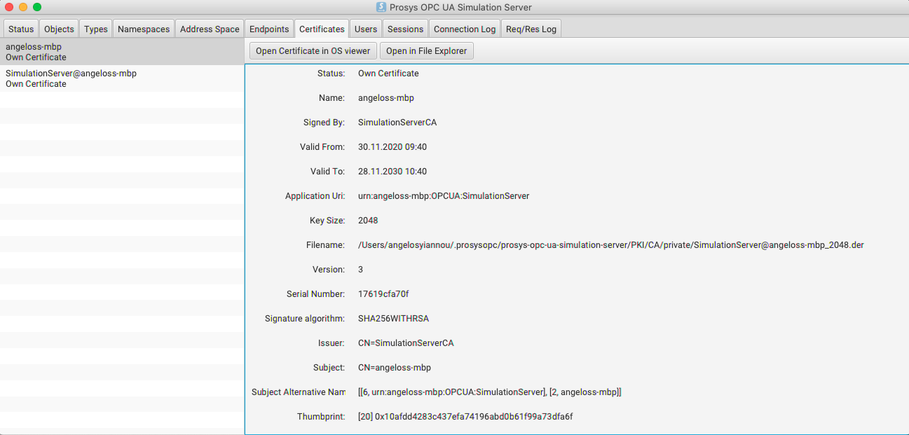 Creating OPC UA Client with certificate and key - Error message ...