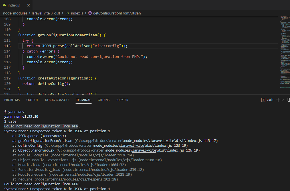 Could not read configuration from PHP · Issue 1062 · craterinvoice