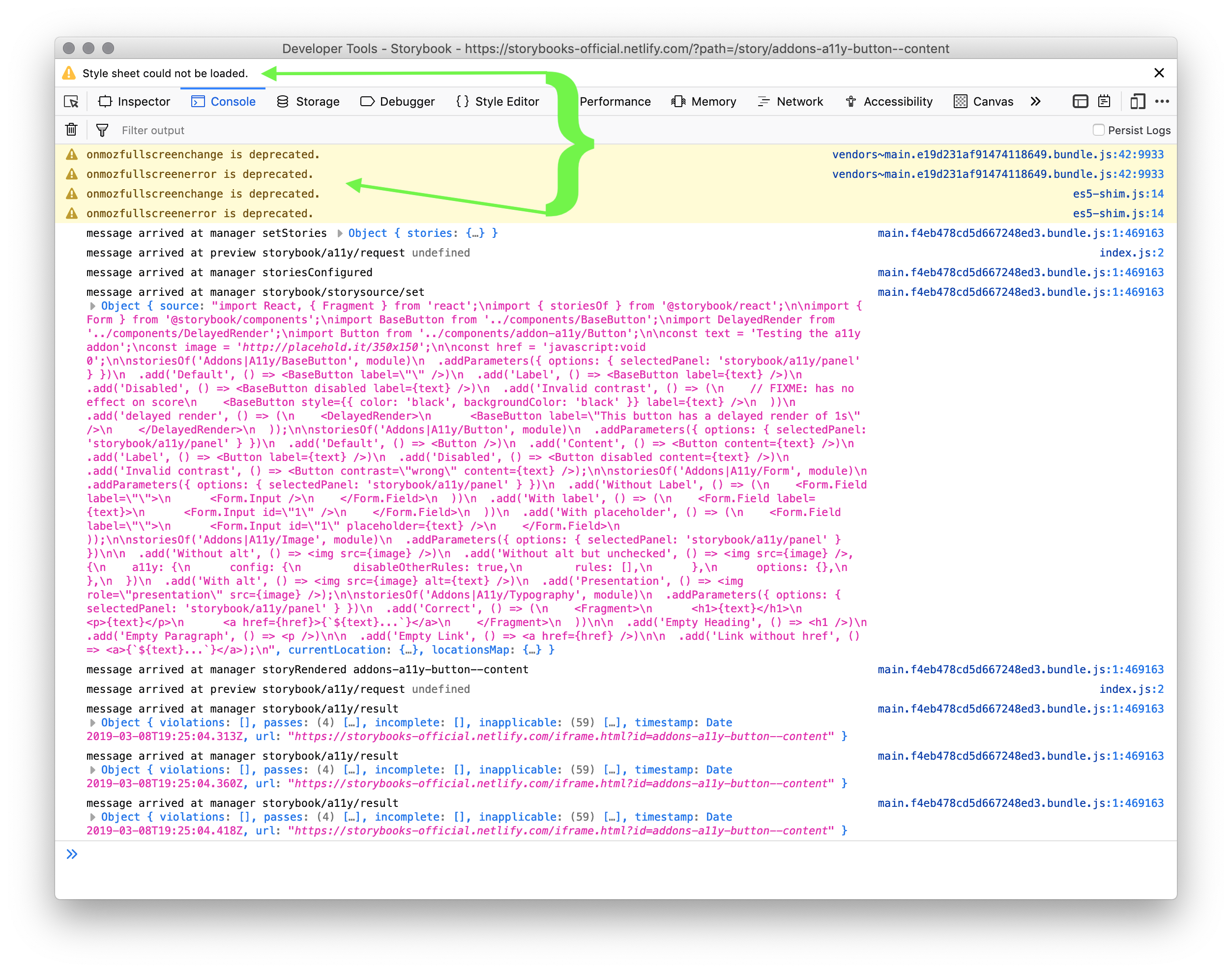 style sheet could not be loaded