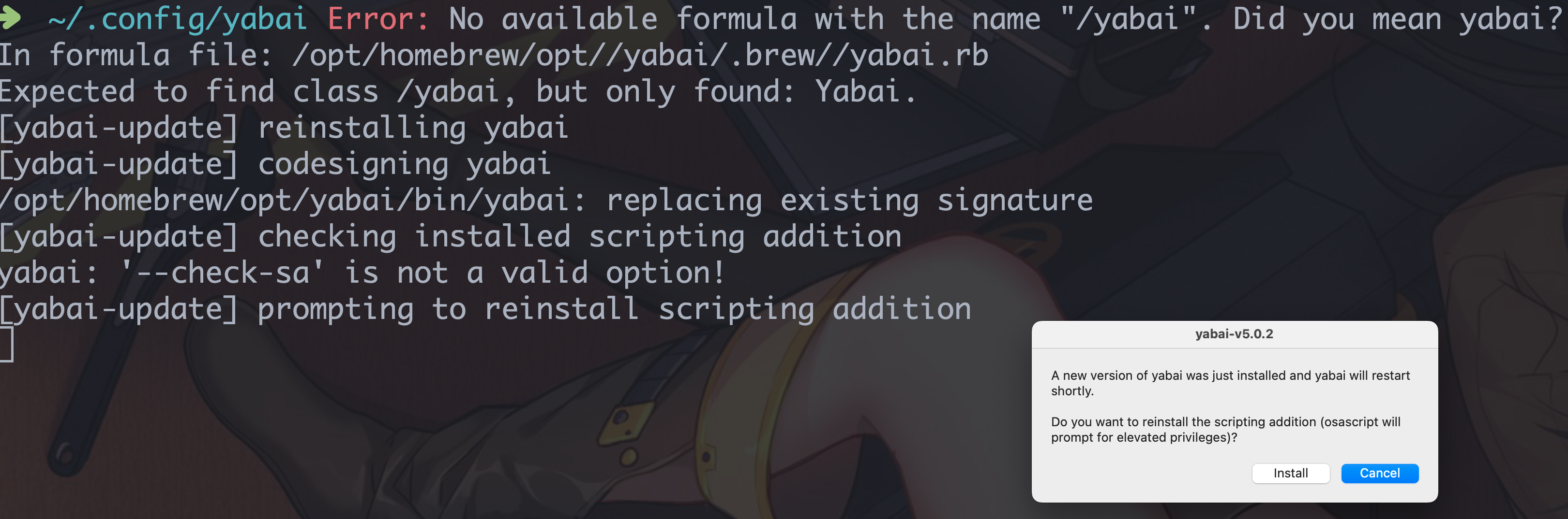 Problem: Infinite yabai popup windows · Issue #1664 · asmvik/yabai · GitHub