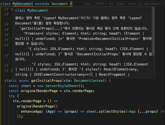 _document.tsx파일 styled-components 적용 에러