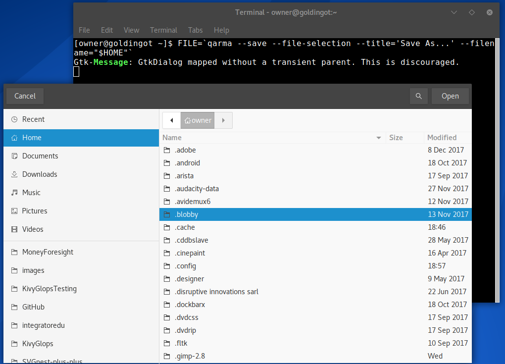 gnome - qarma no save