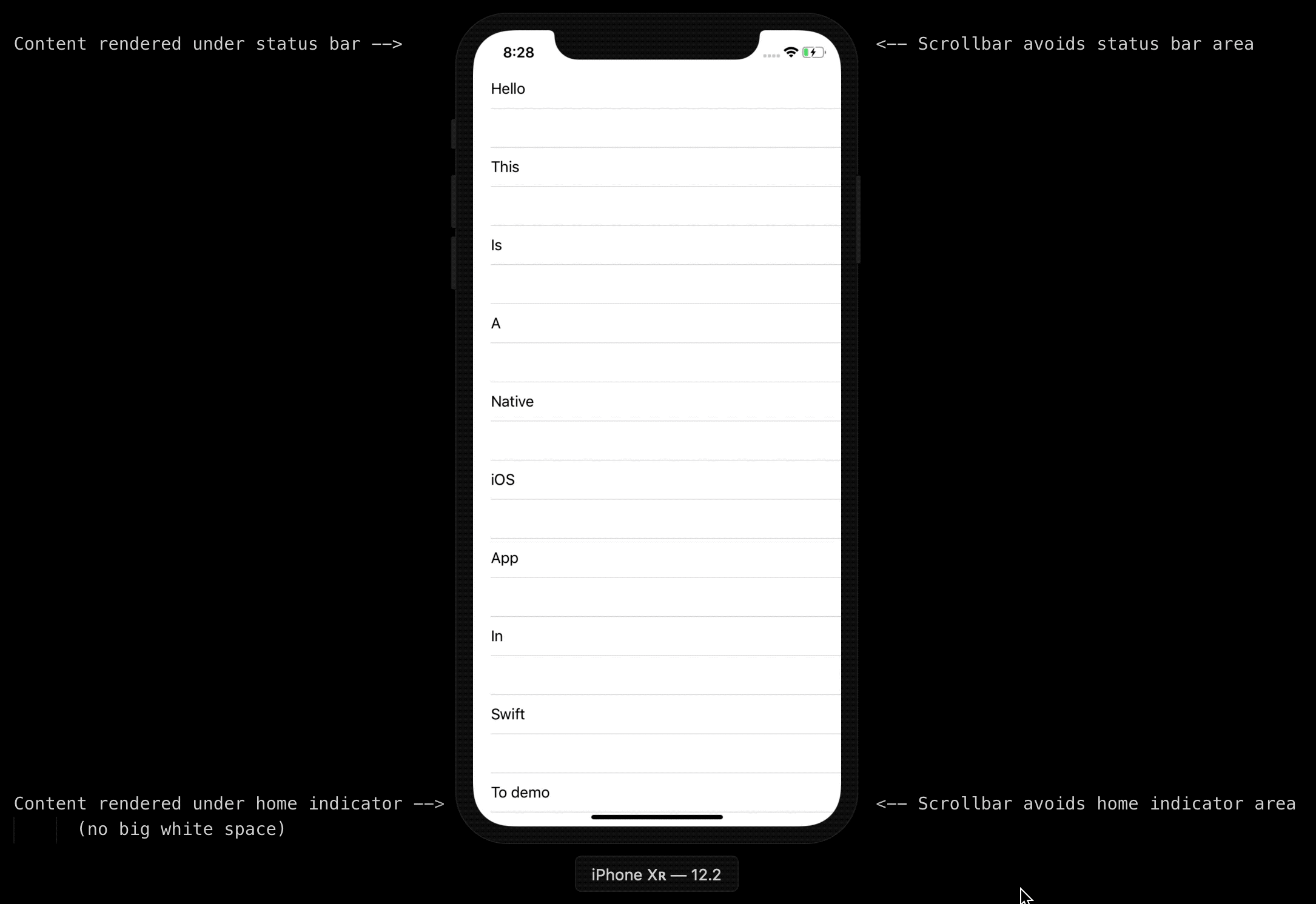iOS Scrollbar behavior