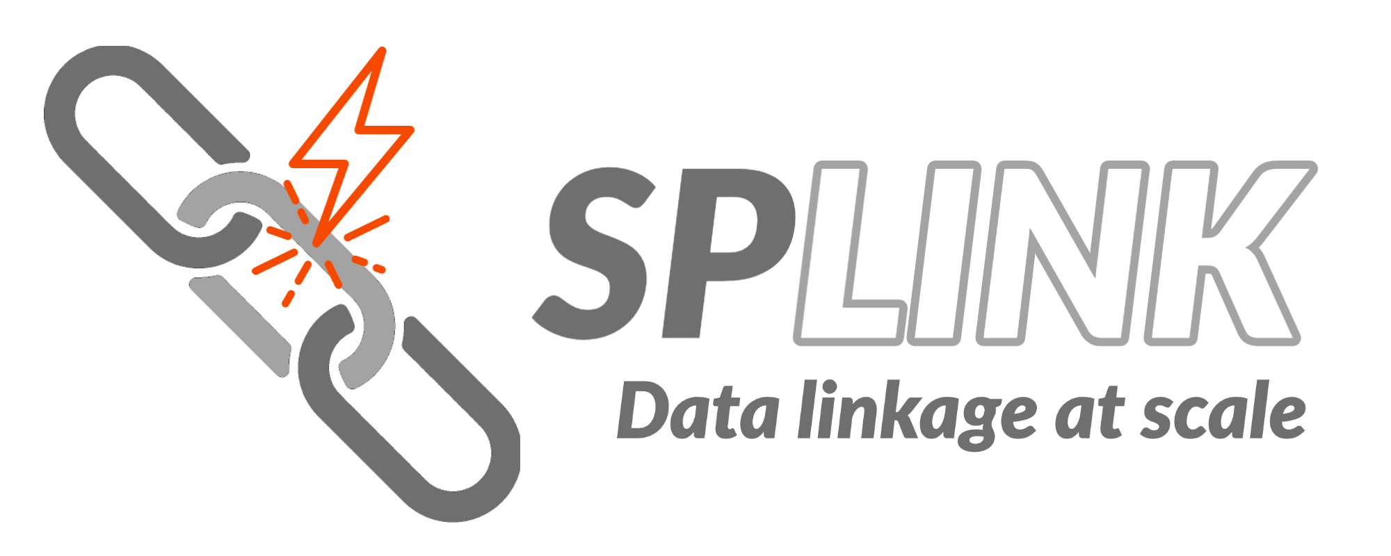 Splink: data linkage at scale. (Splink logo).