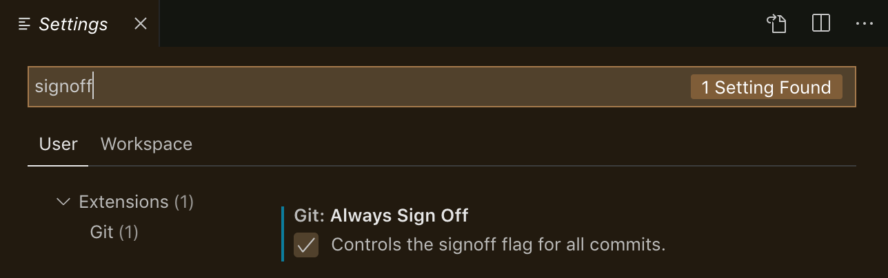 VSCode sign-off