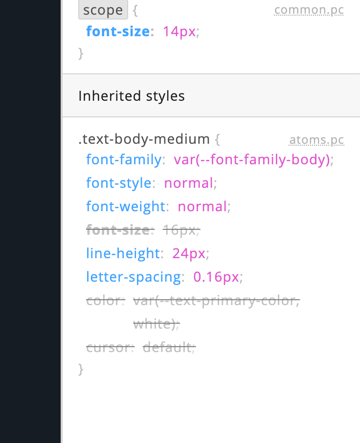 CSS inspector should show elements where styles are being inherited ...