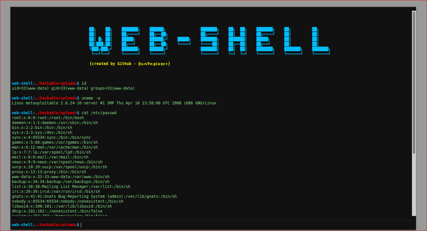 GitHub - un9nplayer/Web-shell: No More Get URL Shell..! : )