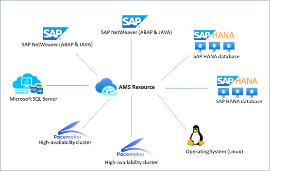 Diagram shows Azure Monitor for SAP solutions providers.