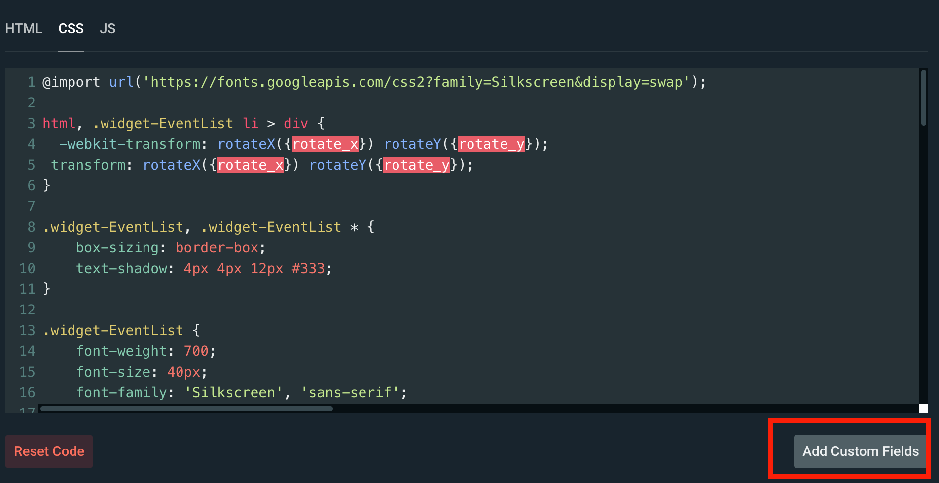GitHub redstarblanket/rainbowgradienteventlistwidget Custom CSS