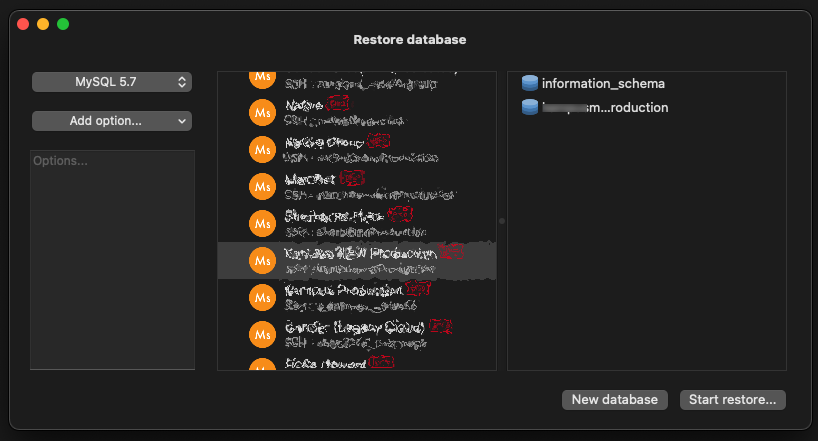 Backup and Restore UI truncates connections initially even when there ...