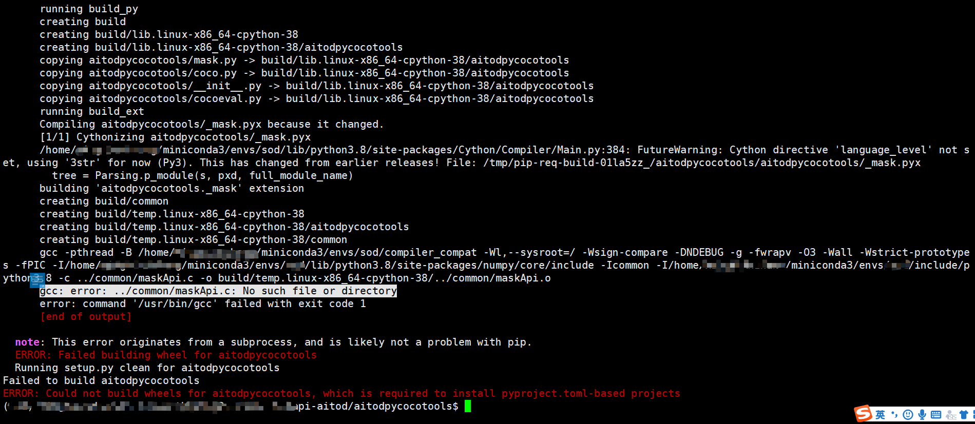 aitodpycocotools安装失败 · Issue #56 · Chasel-Tsui/mmdet-rfla · GitHub