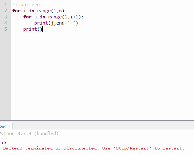 Showing Backend terminated or disconnected. Use 'Stop/Restart' to ...