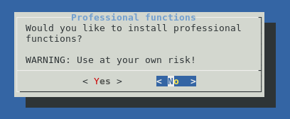Pro features yes-no prompt