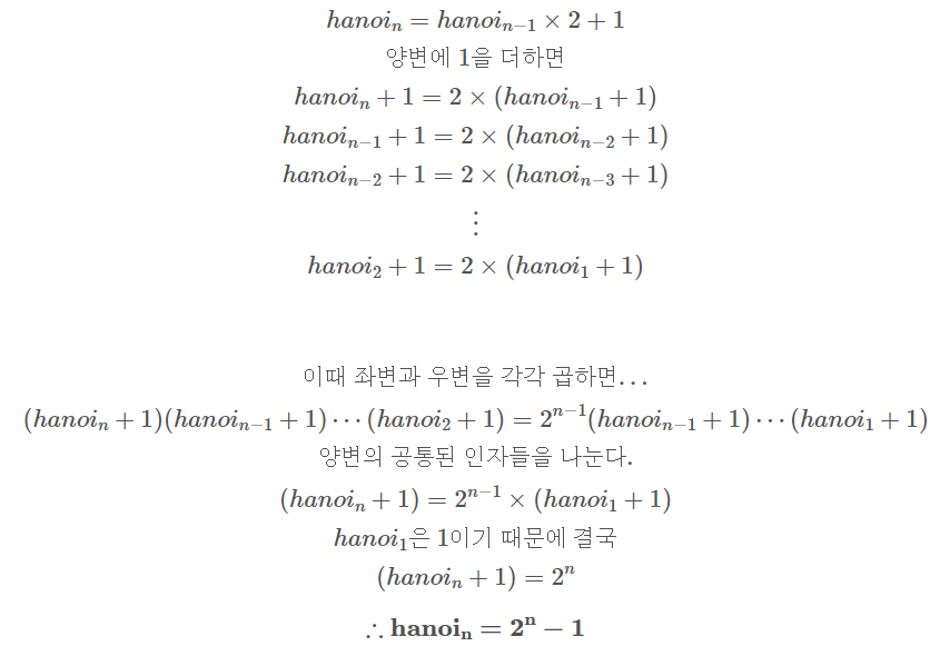 하노이탑 횟수 구하는 과정