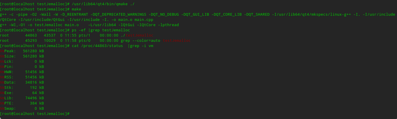 it takes up a lot of memory when QT application use -ljemalloc build in ...