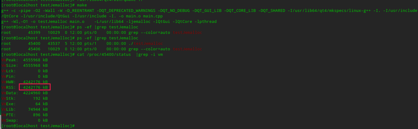 it takes up a lot of memory when QT application use -ljemalloc build in ...