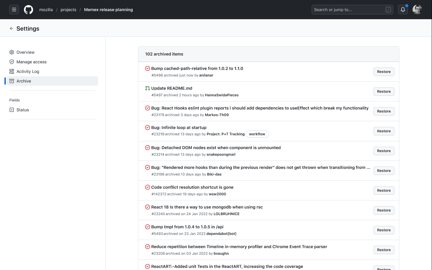 Projects (Beta) - View Archived cards · community · Discussion #7501 ...