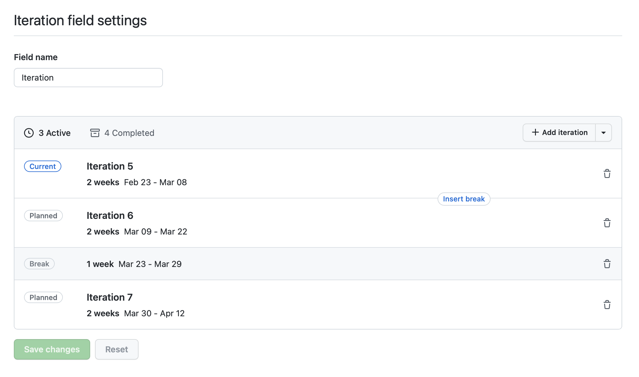 adding an iteration break